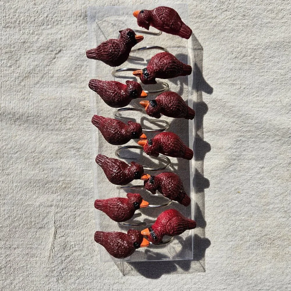 NWOT Forest Cardinal Christmas Snowman Shower Curtain with Hooks